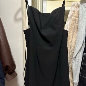 Black square neck mini dress